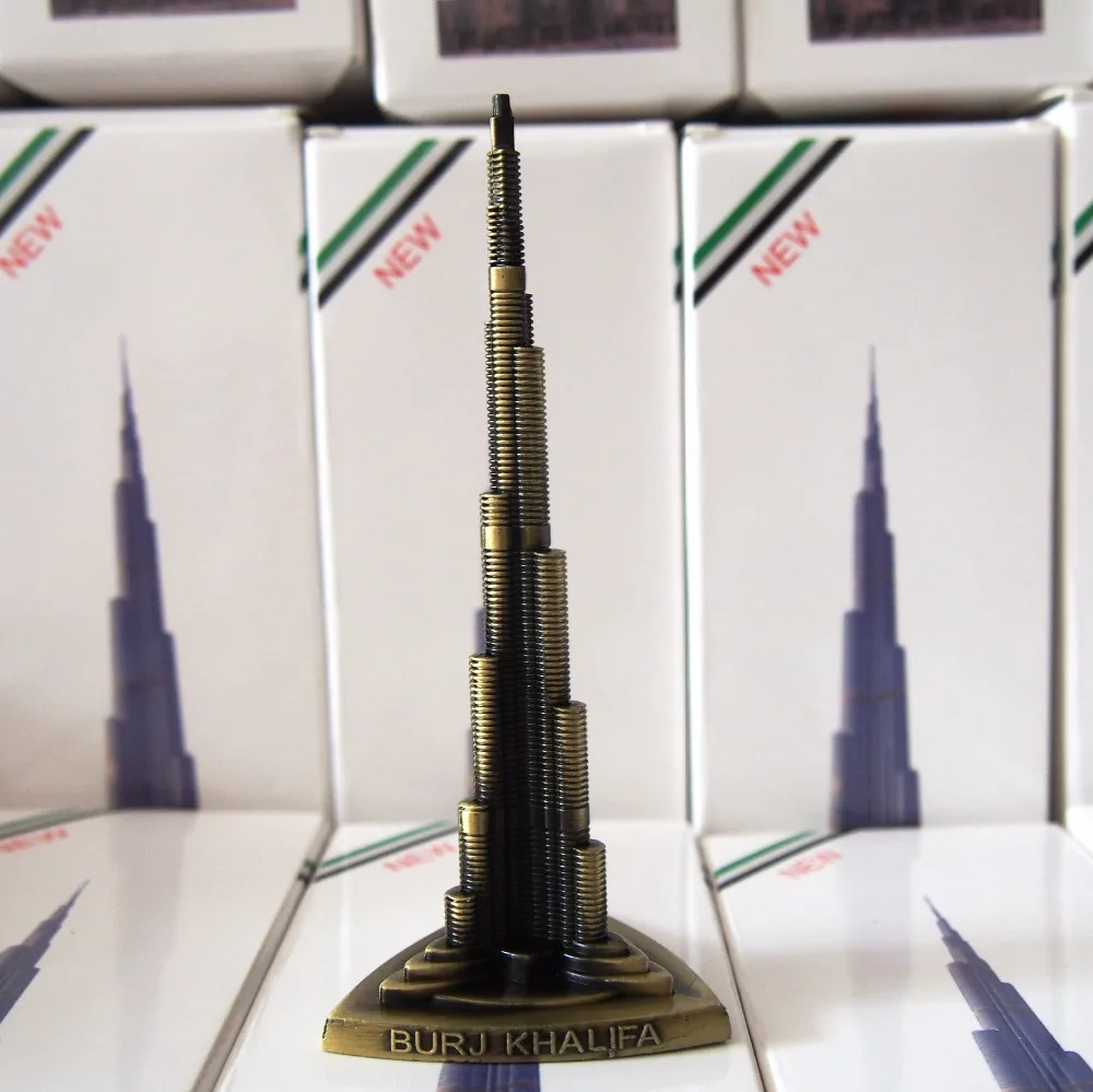 Sheens Adornos De La Torre, 7.1in Altura Miniatura Torre De Dubai Modelo De Aleación Ornamento Burj Khalifa Torre Modelo Artesanía Oficina Hogar