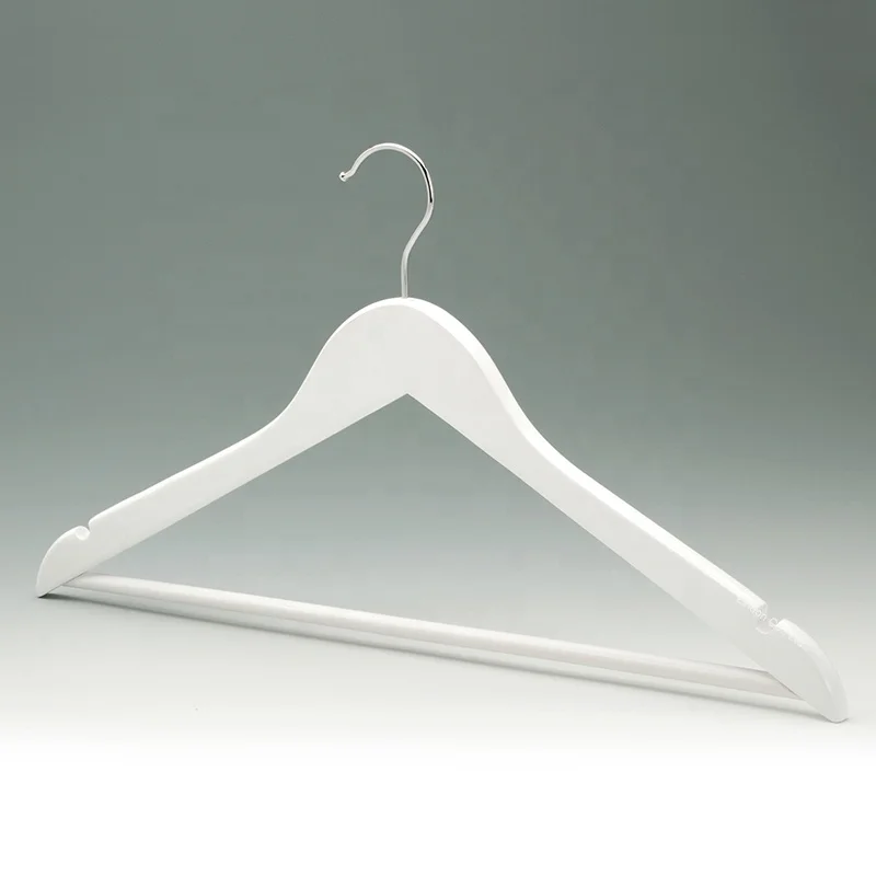 LINDON Custom Logo Brand Set Wooden White Clothes Hanger for