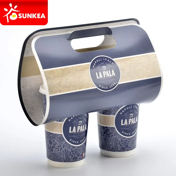 Supply With handle reusable cardboard coffee paper cup holder-