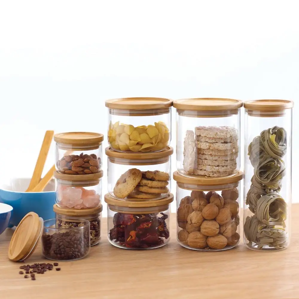 Buy Home Goods Sealed Air Tight Glass Jar With Bamboo Lid from Shijiazhuang  Hengzhu Import & Export Co., Ltd., China