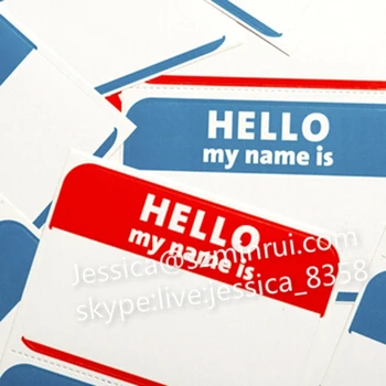 Hot Sale Hello My Name Is Stickers Printing Destructible Vinyl Eggshell Graffiti Stickers Customized Design Name Tags