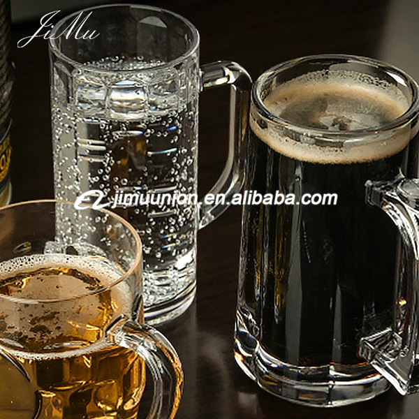 Wholesale Promotional Unbreakable Polycarbonate Pc Custom Logo Personalized Unique Plastic Beer Drinking Mugs with Handle
