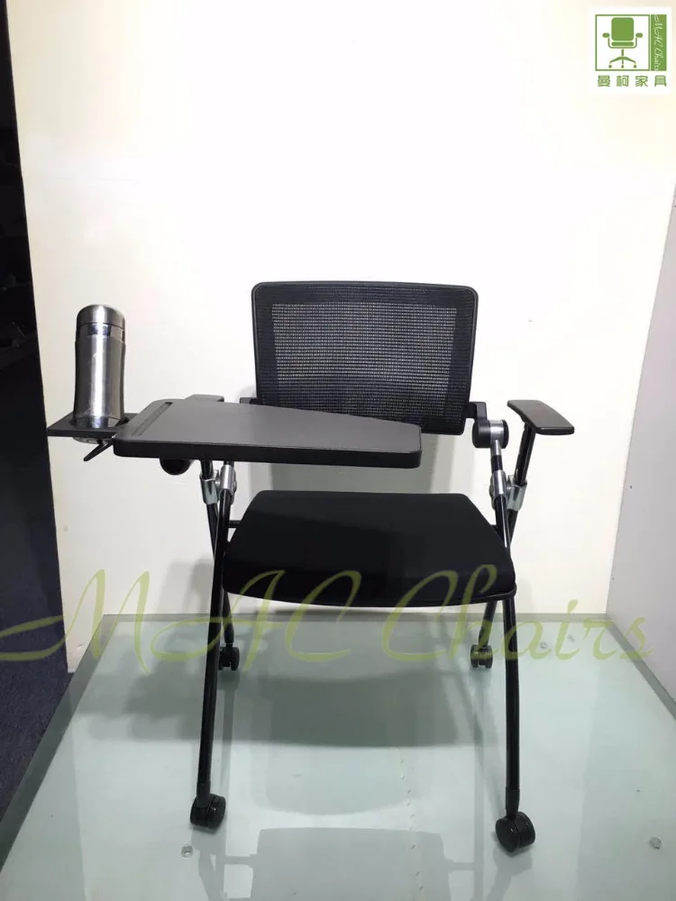 Folding Student Chair with Wheel/conference Chair with Writing Pad Student Chair Manufacture Chaise Colier Avec Pupitre
