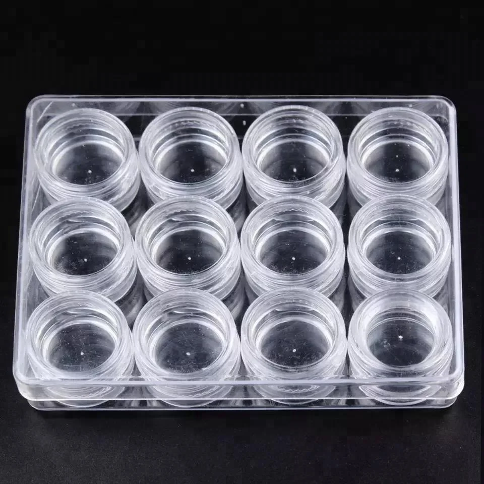 Factory Empty Cosmetic Plastic Loose Powder Jar Empty Container Plastic Clear Jars for Nails Decoration Tools