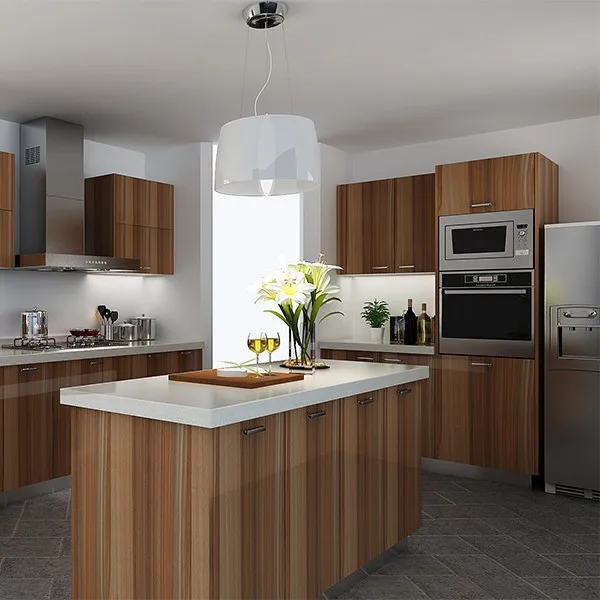 Modern Kitchen Cupboard with Melamine Board Carcase Wall Mounted Hinge Faucet and Sink-Rady Made for Kenya Project