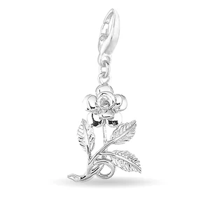 Fashion 24k White Gold Plated Silver Rose Flower Pendants Wholesale Metal Necklace Pendant 925 Jewelry