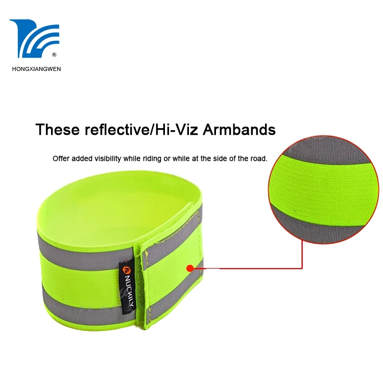 High Visibility Elastic Running Reflective Armbands with Hook Loop