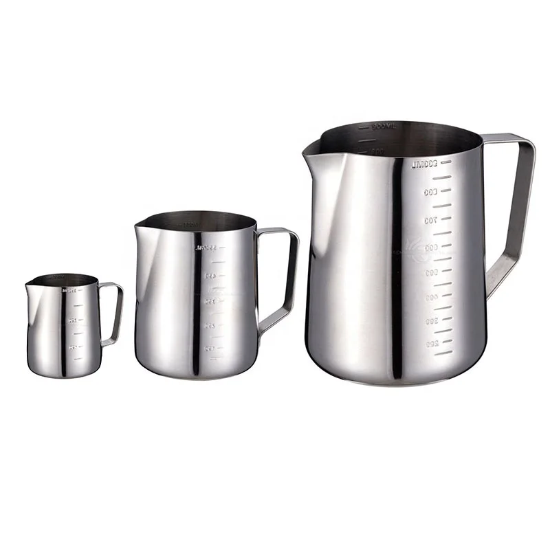 Stainless Milk Frothing Pitcher with Spout and Handle, 12 or 20