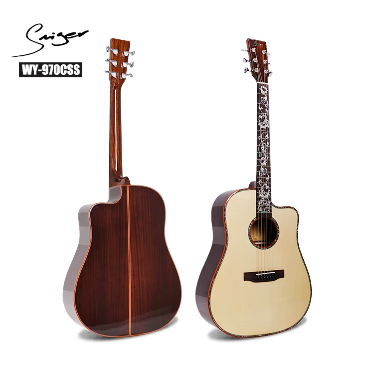 人気のカッタウェイ木製ピックガードソリッドアコースティックギター