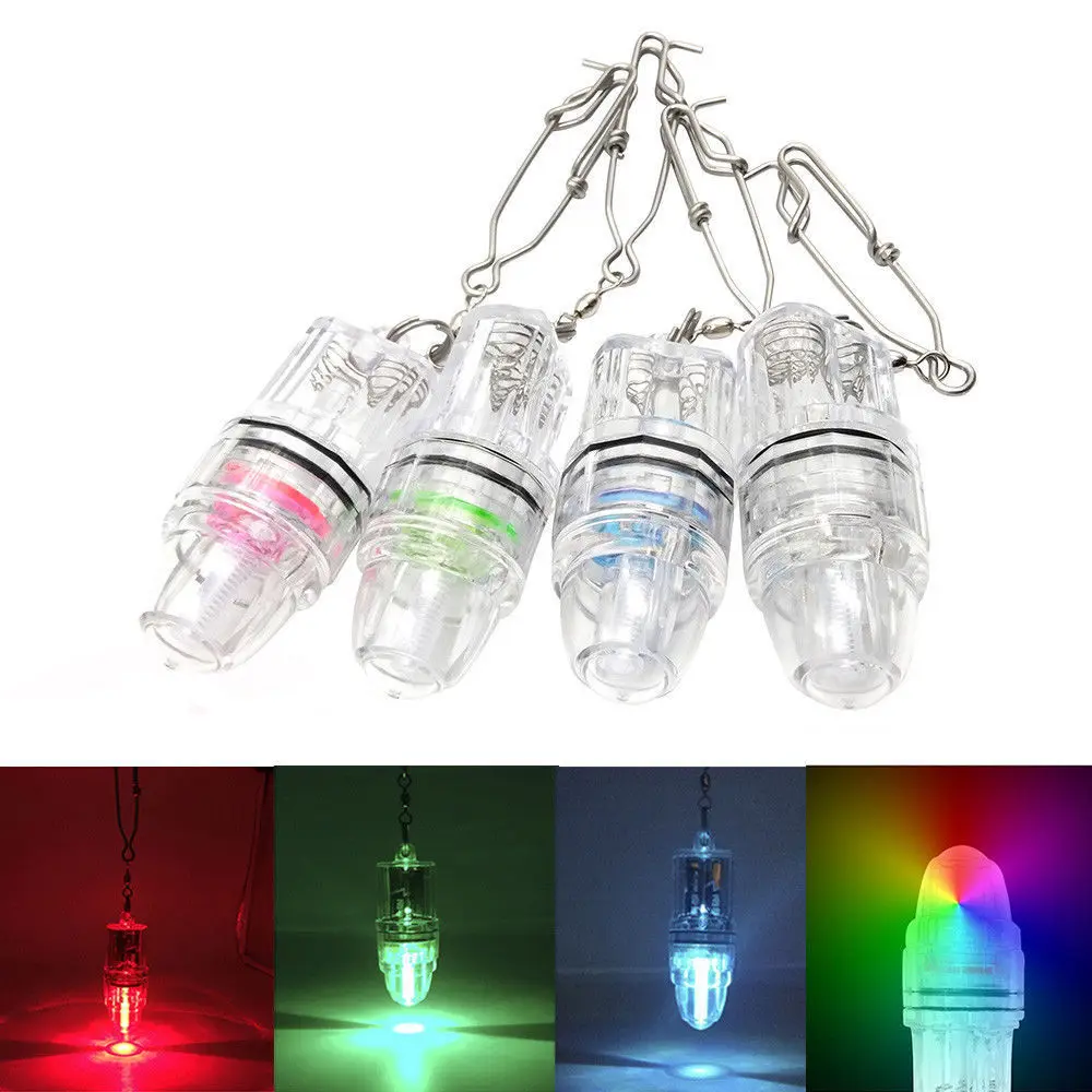 Deep Drop LED Fishing Light & CLIP Underwater Lamp Attracting Night Lure 4 Color