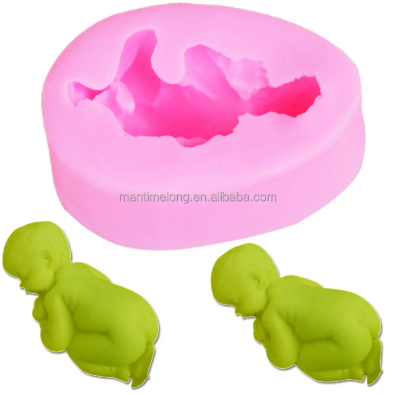 4Pcs/Set 3D Cute Newborn Sleeping Baby Silicone Molds for Fondant