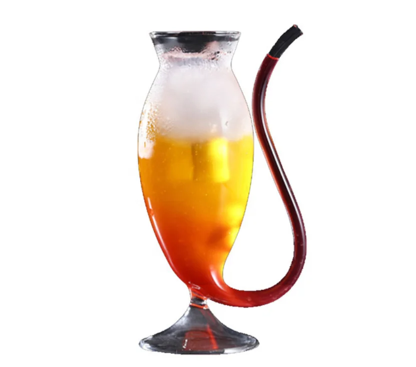 Heat-resistance Vampire-Wine Juice Clear Glass Cups With Drinking Tube  StrawS