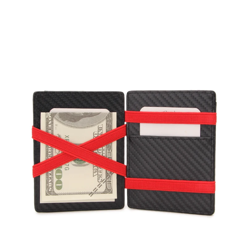 Elastic Wallet Card Holder Custom RFID Blocking PU Leather Men Card Magic Wallet