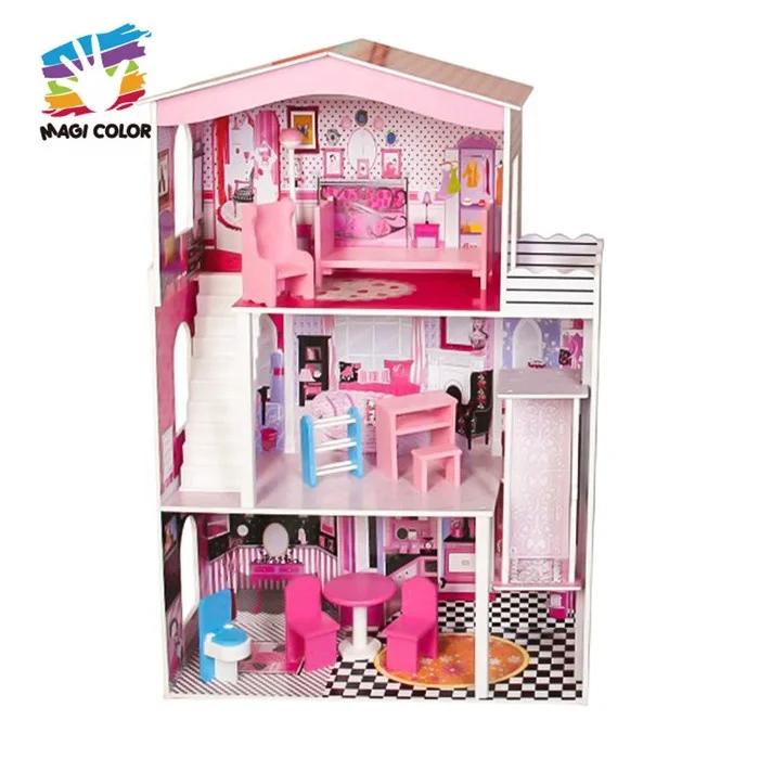 New Arrival Pretend Wooden Miniature Doll House Kits for Girls W06A356