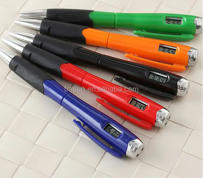 Hot Sale Multi Function Plastic Ballpoint Pen with Digital Watch Clock Pen From China Factory Watch Clock Ballpoint Pen