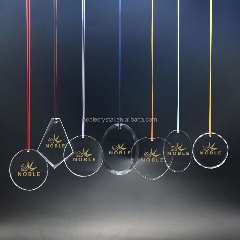 Blank Glass Round Flat Hanging Custom Glass Ornament with Diamond Edge