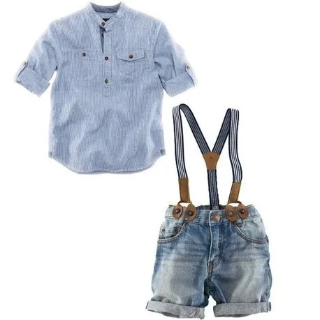 Retail one set 2015 summer children clothing sets boys shirt denim overalls handsome 2pcs boy sets