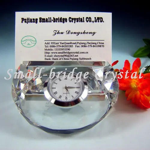 Transparent 3d Crystal Engraving Crystal Clock for Office Decoration Gifts