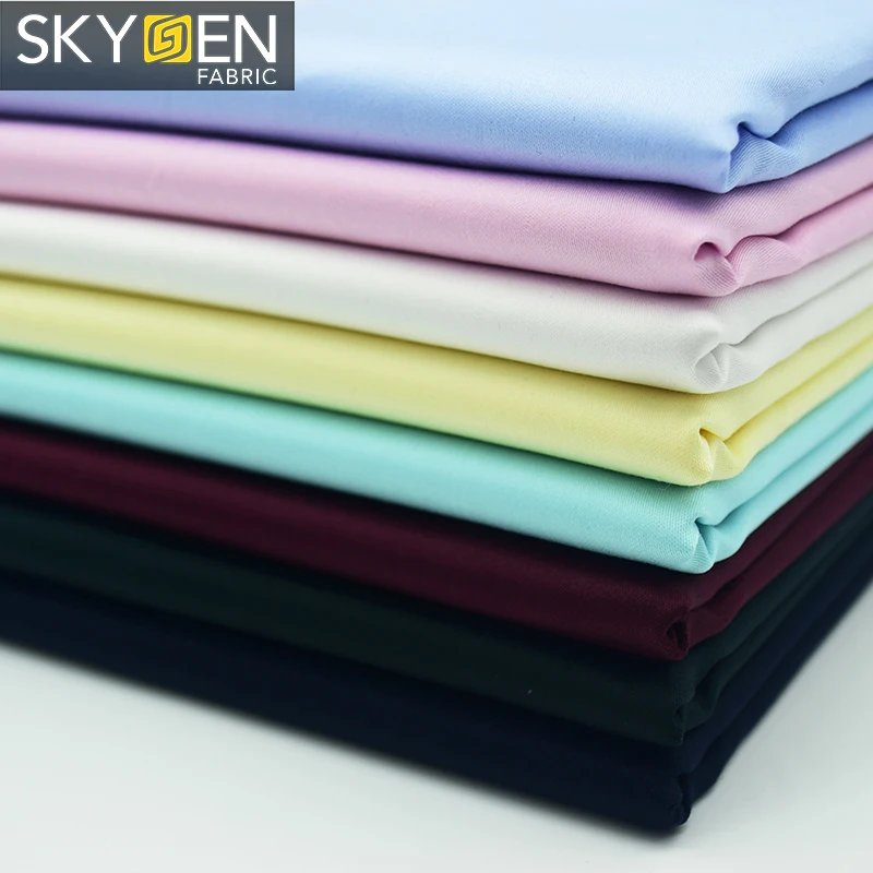 Skygen 4-стороннее стрейчевое однотонное белое черное легкое полотно 65% полиэстер 35% хлопок поплин эластан ткань