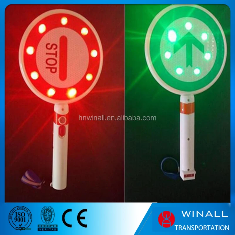 Stop and Go Hand Held Red Led Luminous Traffic Control Traffic Baton Light Stick Red Green Stop Go Flashlight Signage
