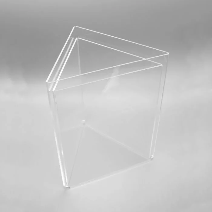 ACRYLIC 3 SIDED 1/3rd A4 MENU HOLDER DISPLAY TABLE TOP TRIANGLE IN CLEAR PERSPEX 