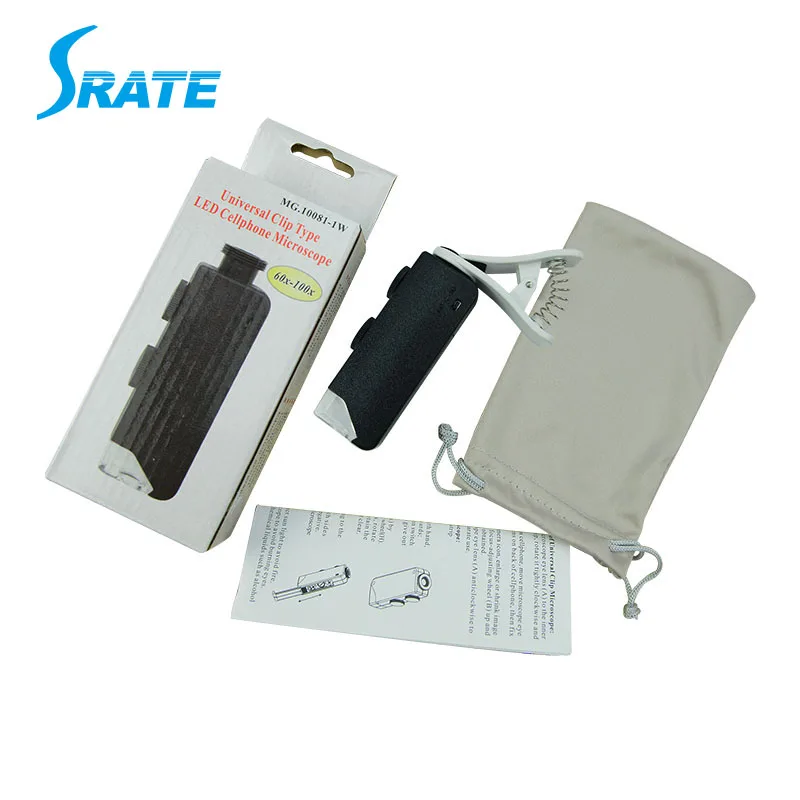 60X-100X Карманный микроскоп с зажимом для смартфона