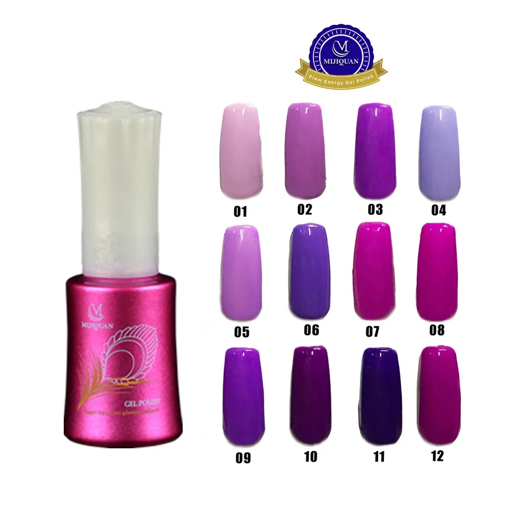 Free shipping Noble purple series 6 pcs MIJIQUAN gel nail polish 15ml 12 colors for choice
