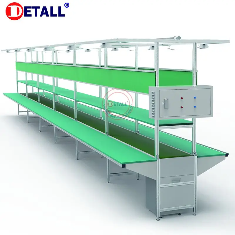 Detall Manual Production Assembly Line Working Table Belt Conveyor