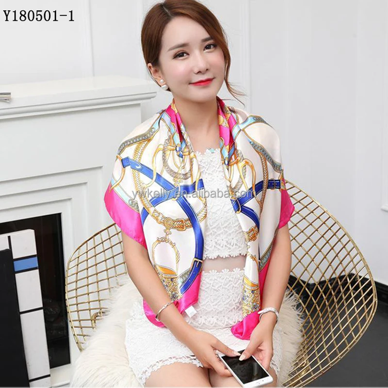 Custom Brand Design Digital Printing Famous Brand Scarf 2021 New Trending Silk Scarf