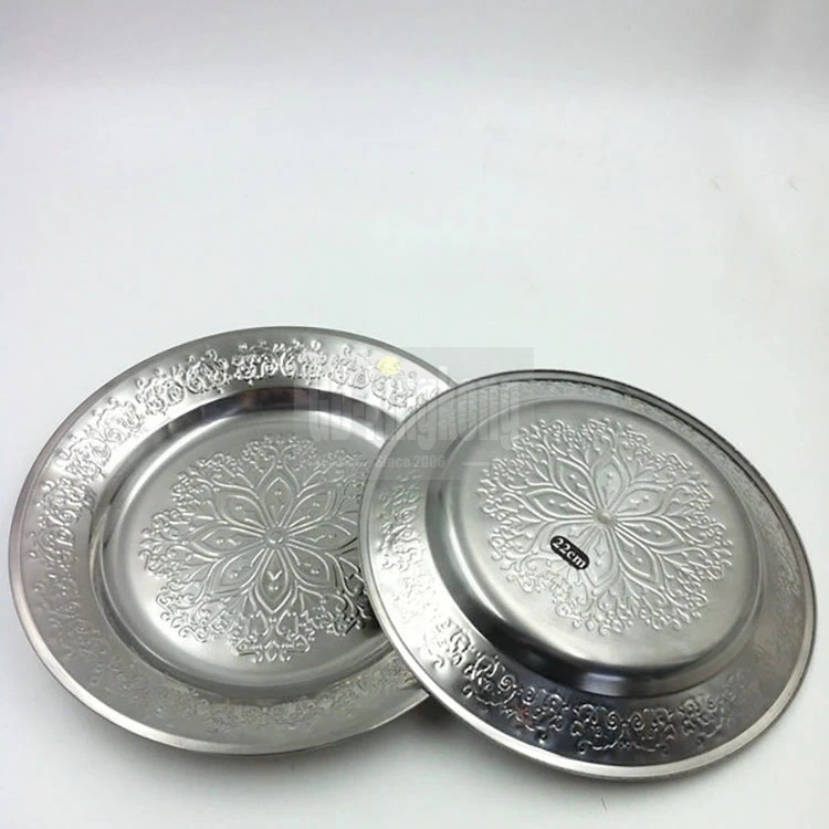 Low Price 22 24cm New Design Arabic Stainless Steel Flower Carving Round Soup Plate Food Serving Tray For Hotel Buy Silver Plate Serving Tray Stainless Steel Serving Tray Decorative Arabic Stainless Steel Flower Carving