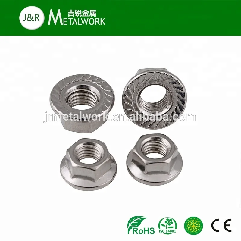 M2 M3 M4 M5 M6 M7 M10 M22 M30 Шестигранная зазубренная Фланцевая гайка из нержавеющей стали