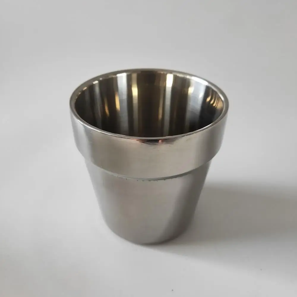 4/6pcs Double Wall Stainless Steel Korean Style Small Cups Metal