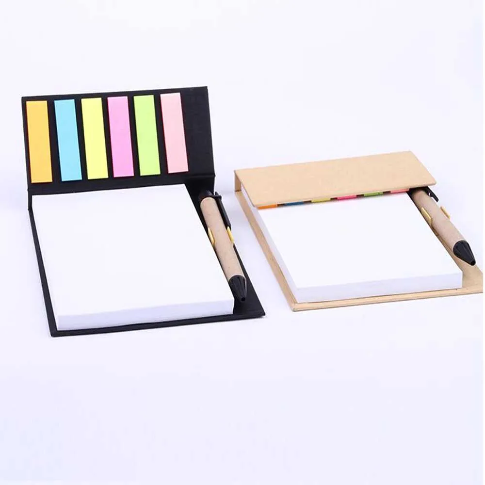 Eco Combined Sticky Note Pad Set With a Paper Pen