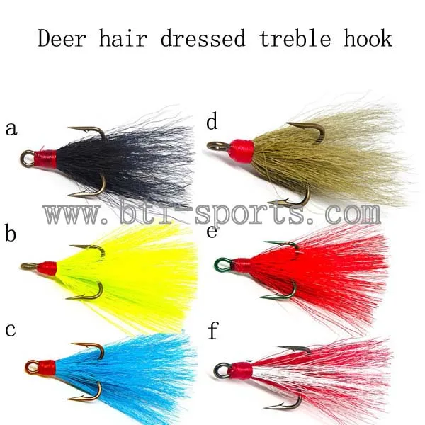 Deer hair bucktail dressed treble hook