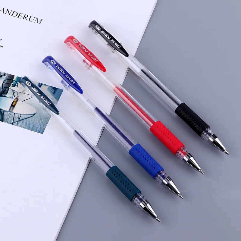 Новые, быстро сохнут, гелевую ручку 4 вида цветов, цвета: черный, синий, красный; Синий-обратная сторона ручек молочного цвета с резиновой ручкой