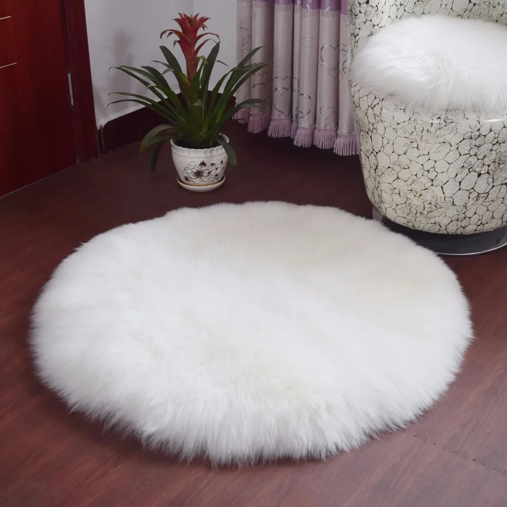 毛皮毛茸茸光滑柔软的圆形温暖的房间地板防滑沙发椅地毯垫羊皮地毯