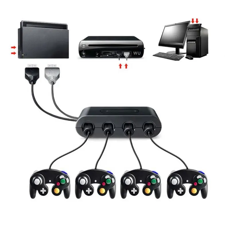 For Nintendo Switch Improved Version Usb Ports GC Gamecube Controller  Adapter for WIIU