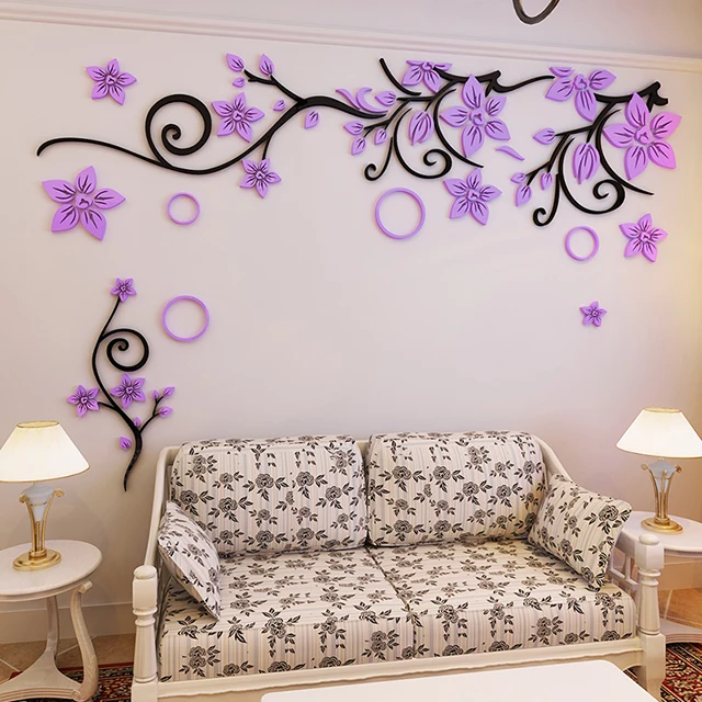 Stickers Muraux 3D Fleurs - 3 Tailles Disponibles 77x200cm Amovibles