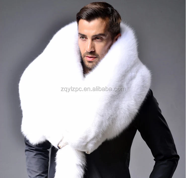 Whole skin real white fox fur scarf warm winter fashion fox fur shawl