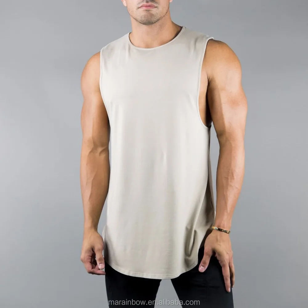 Marainbow Cut Off Shirt Curved Hem Tank 