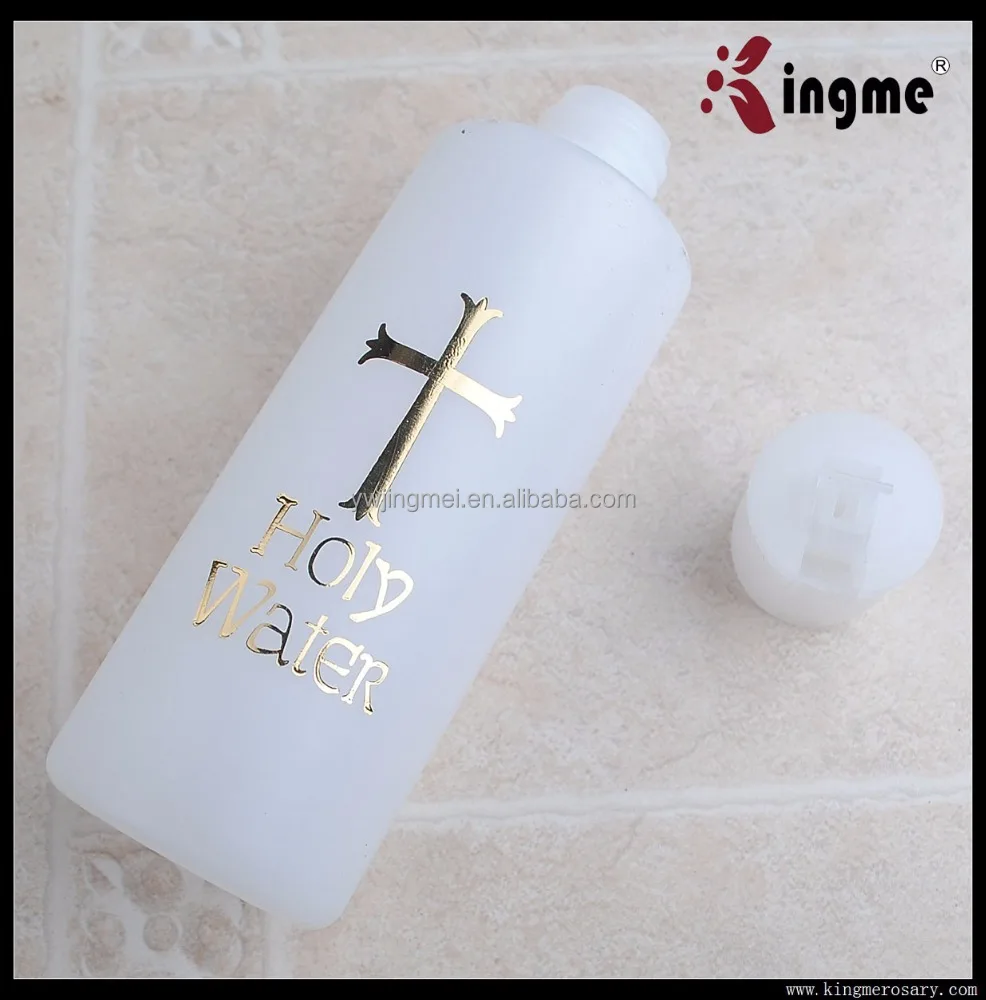 150ML Plastic Holy Water Bottle with Hot Gold Printed with Spout Cap