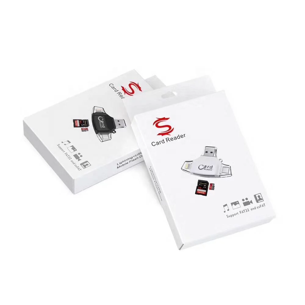 Card Reader SD Micro Memory Card Reader 4 in 1 Connectors USB Reader