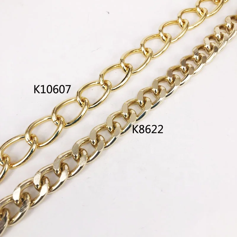 Gold Color Flat Curb Aluminum Chain For 