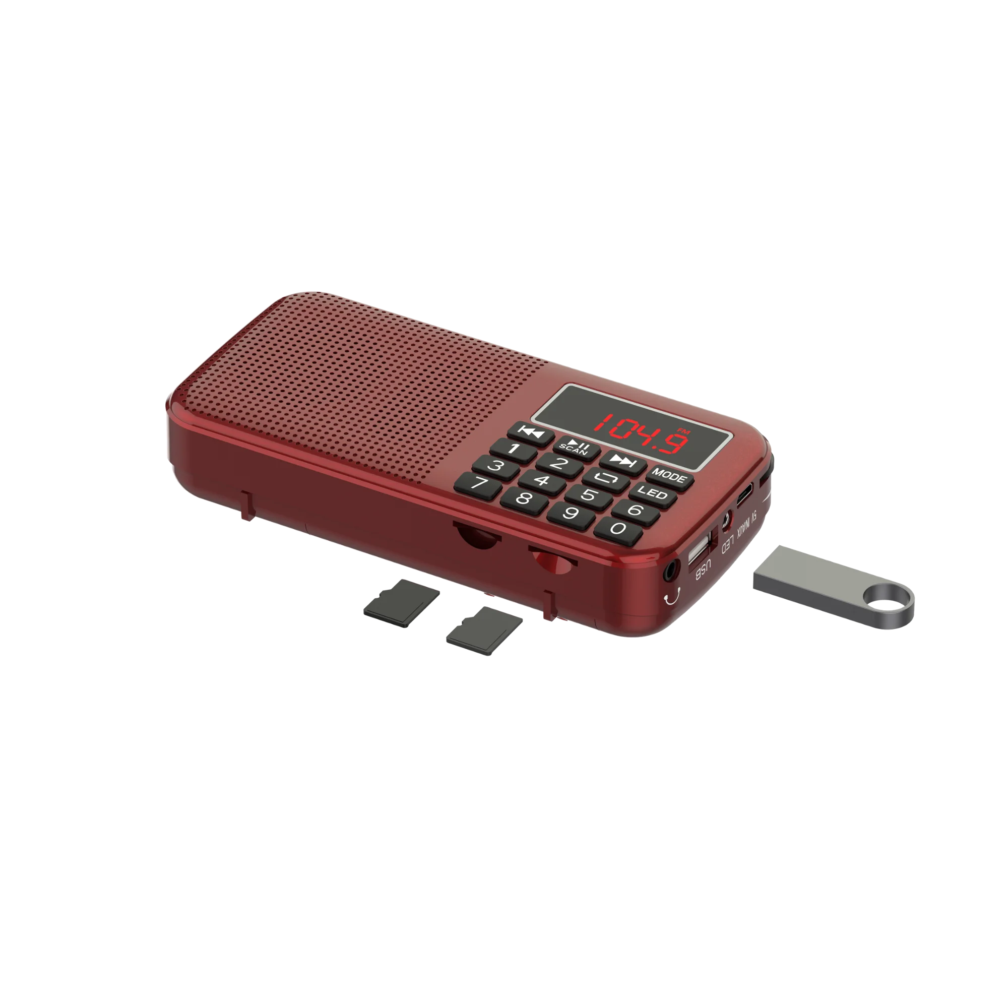 LCJ L-558 Professional Portable Mini MP3 Player FM Radio Speaker with Rechargeable 18650 Battery and Two TF Card Slots