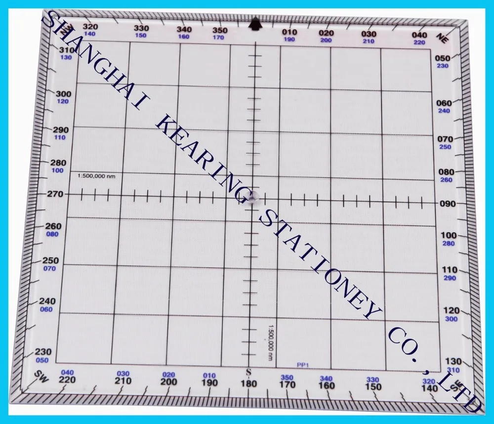 High Quality Navigation Round Protractor, Nautical Miles Ruler, square Plotter for pilot Training, Customized logo From China