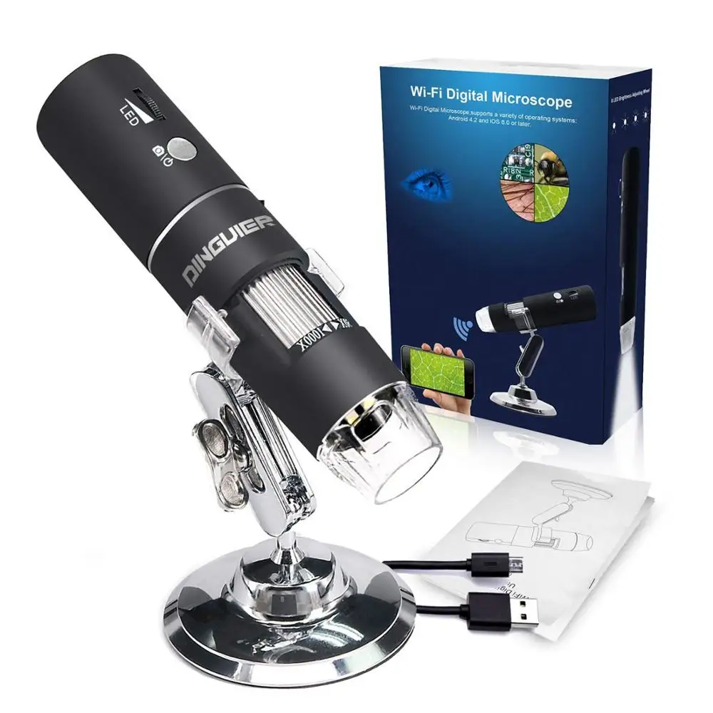 Wireless WiFi USB Digital Microscope Portable with 2MP,1080P HD,1000x Magnification and Mini Pocket Rechargeable Kids Microscope