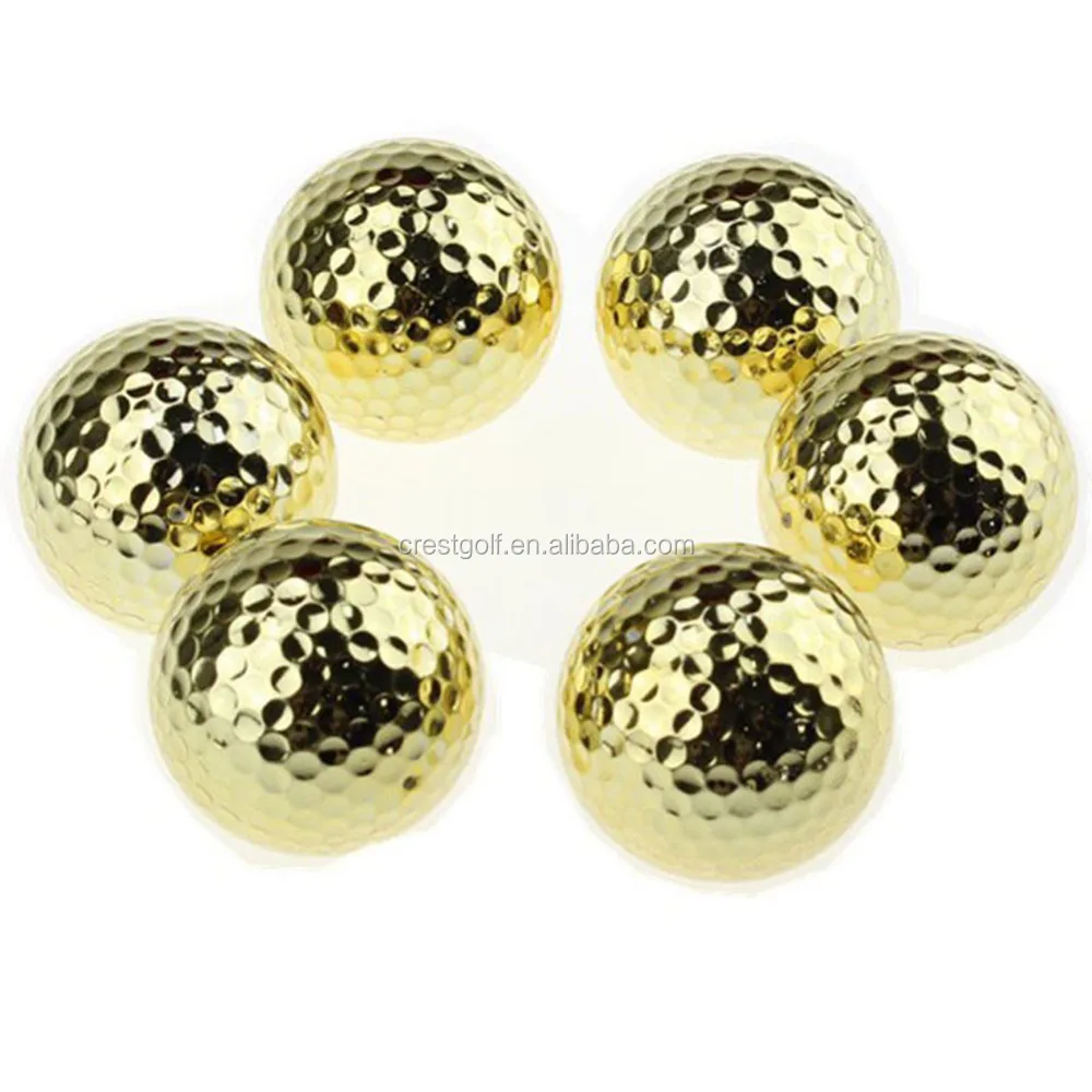 Wholesale high quality Two Layer Golden Golf Balls golden plating ball customized logo