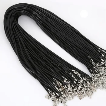 Wholesale 1.5 mm Black PU Leather Cord Wax Rope Chain Necklace 45cm Lobster Clasp DIY Jewelry Accessories