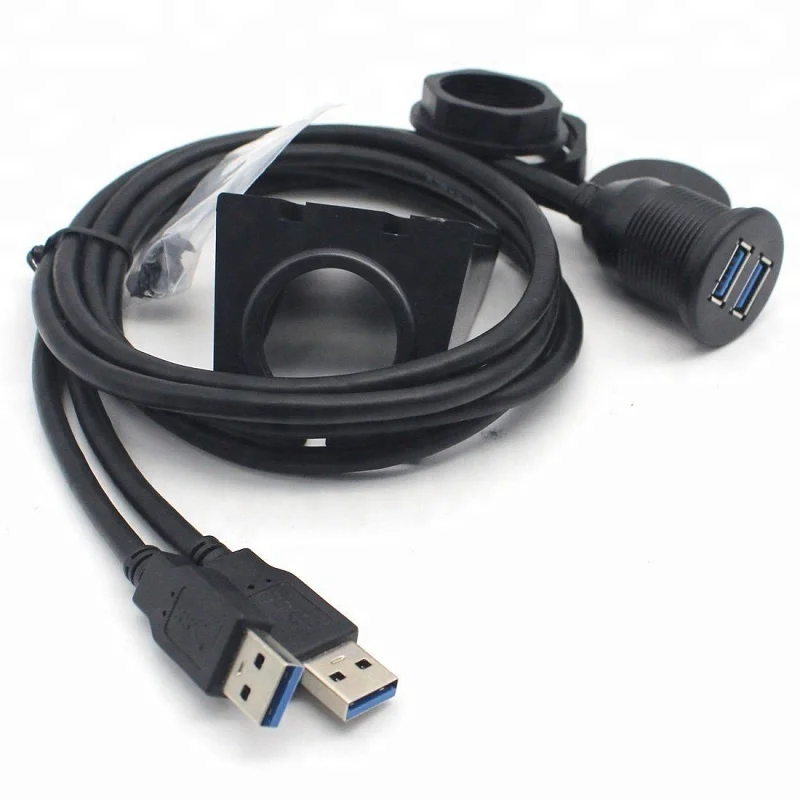 USB 3.0 Flush Mount Extension Panel Cable – Male To Female For Car, Boat, Motorcycle