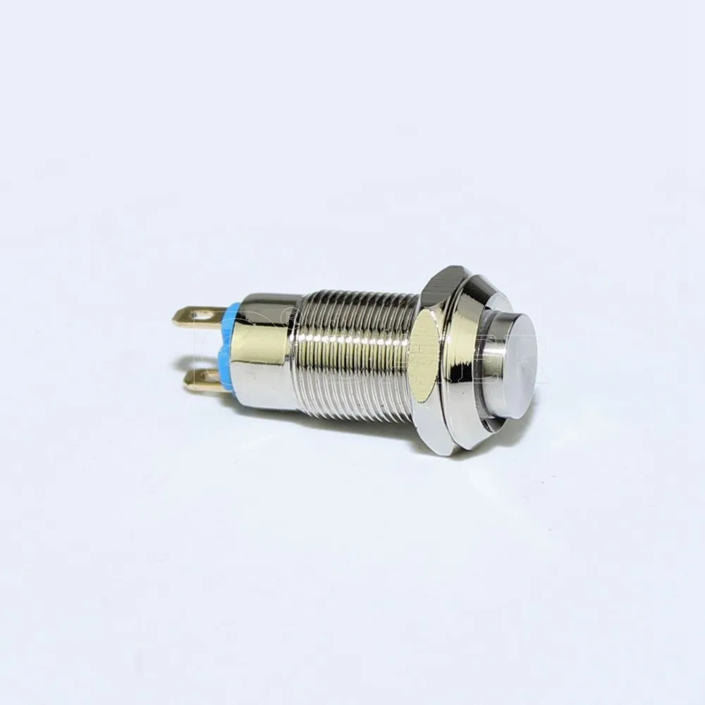 8MM Metal High Button Latching Push Switch Waterproof ON-OFF 2 Pin Small Mini Push Button Switch With Solder Terminals